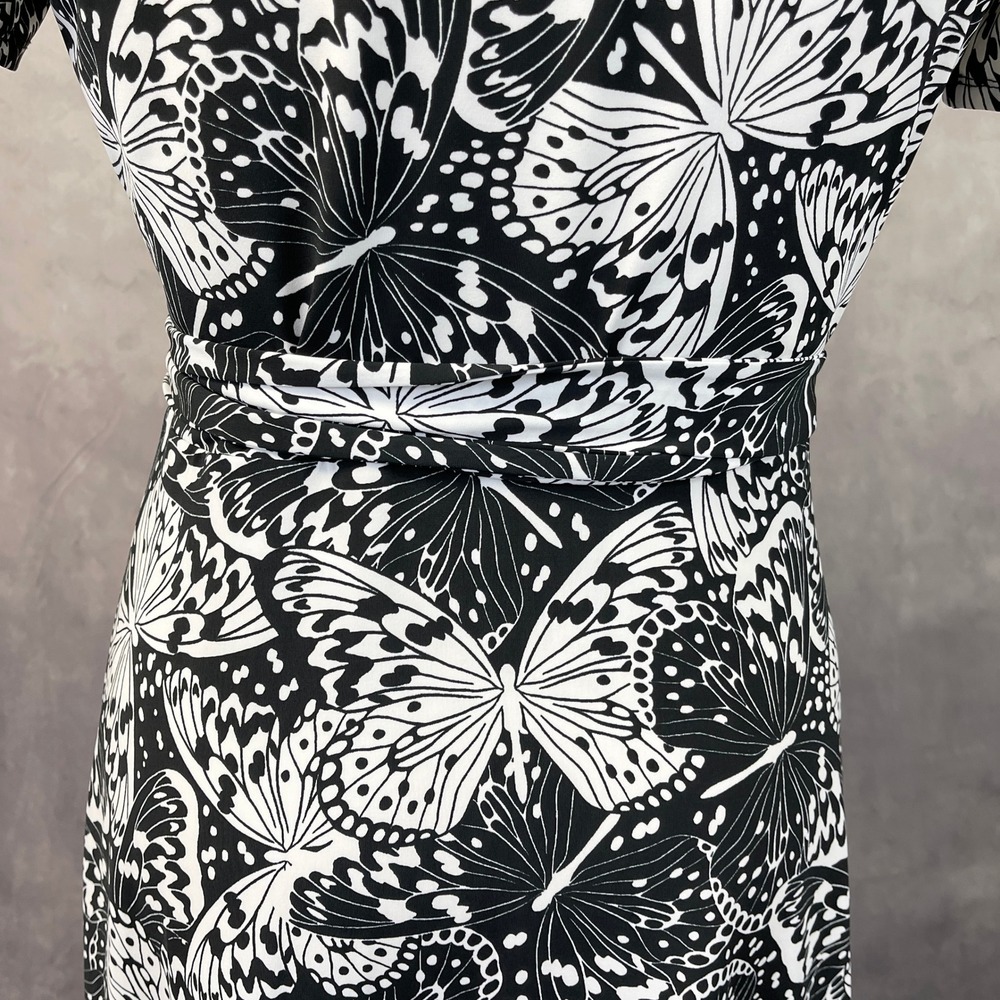 Brooks Brothers Butterfly Print Wrap Dress Womens Large Stretch Preppy Office - Picture 8 of 16